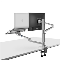 OL-3L aluminiowa wysokość regulowany pulpit podwójne ramię 17-32 cal uchwyt monitora + 12-17 cal uchwyt na laptopa stojak pełnoekranowy ramię montażowe 6
